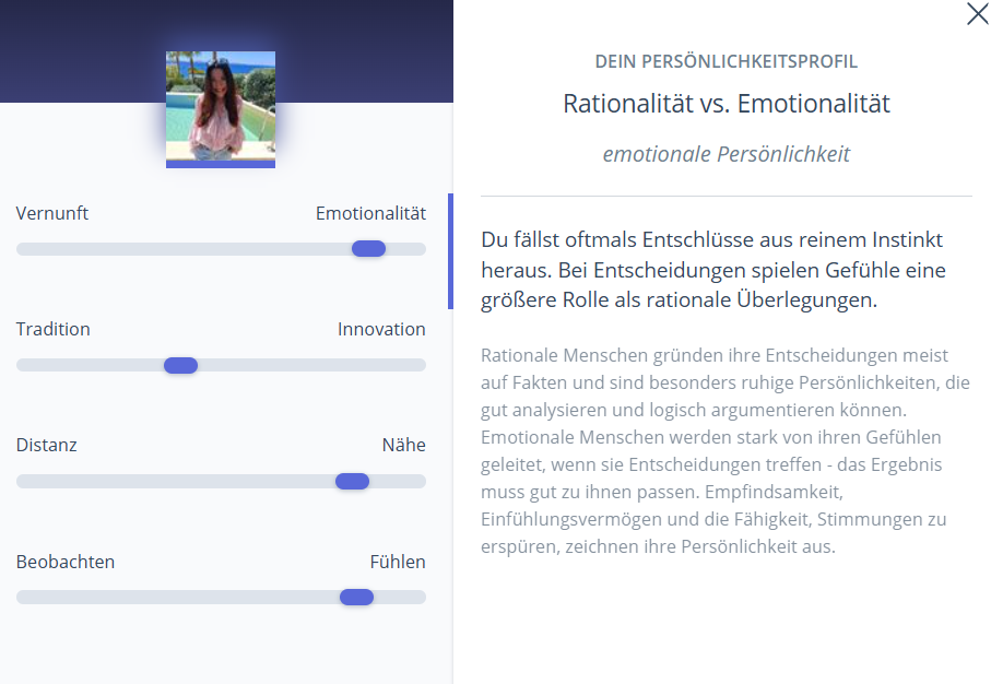 Zusammen Persönlichkeitsprofil